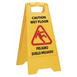 Cartel señal advertencia suelo mojado