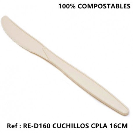 Cuchillos Ecológicos 18 cm Compostables Color Blanco 1000 unds